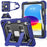 For iPad (2025) / iPad 10.9 (2022) Case Shockproof PC + TPU + Silicone Protective Cover with Shoulder Strap / Pen Holder - Navy Blue+Black - 1