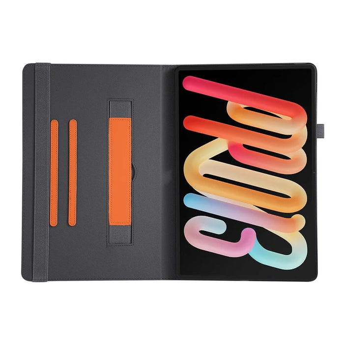 For Lenovo Idea Tab Pro Gen 2 Case Foldable Stand Leather Tablet Cover with Handheld Wristband - Orange - 4