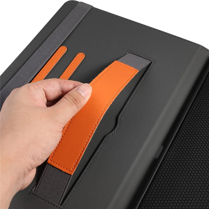 For Lenovo Idea Tab Pro Gen 2 Case Foldable Stand Leather Tablet Cover with Handheld Wristband - Orange - 5