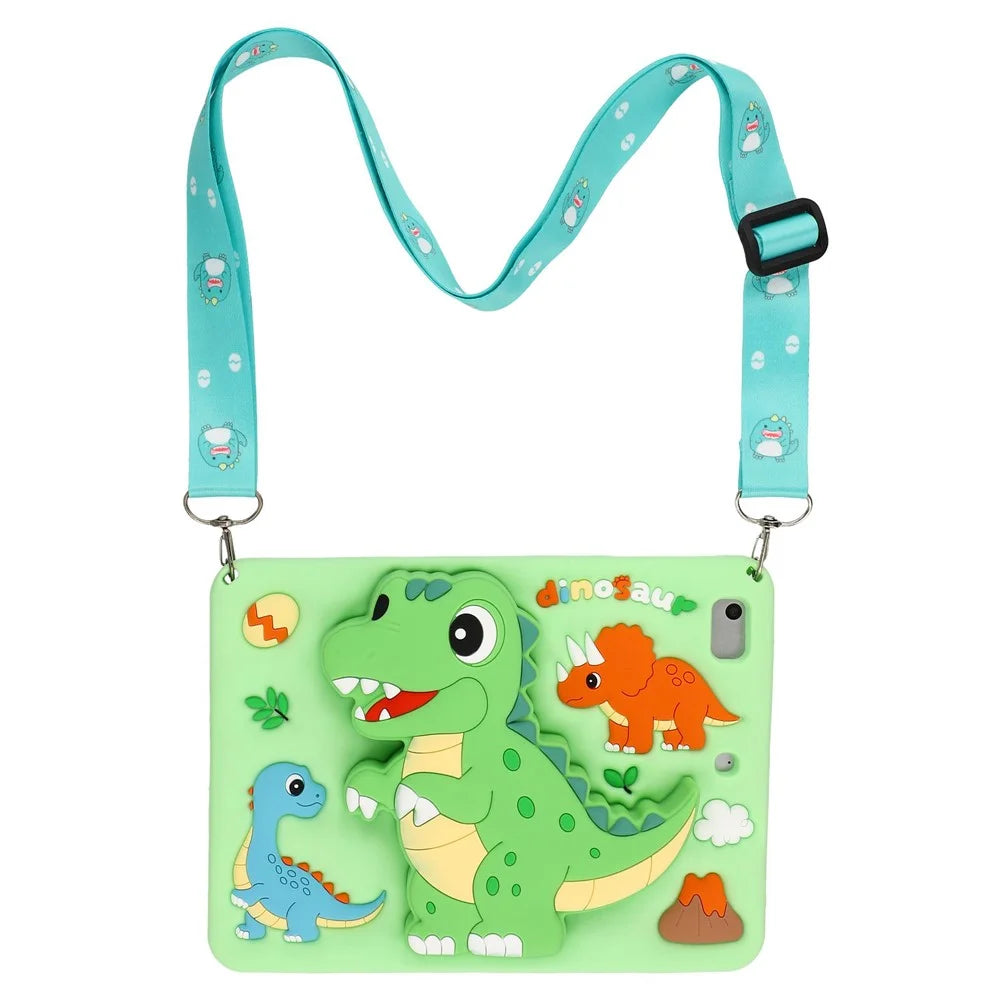 Dinosaur Tablet Case for iPad mini (2019) 7.9 inch / mini 4 / 3 / 2 / Mini , Retractable Kickstand Silicone Cover with Shoulder Strap - 1