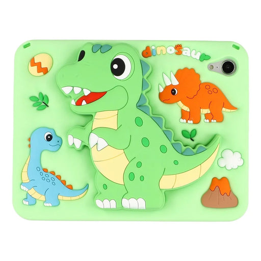 For iPad mini (2024) / (2021) Case Dinosaur Retractable Kickstand Silicone Tablet Cover with Shoulder Strap - 2