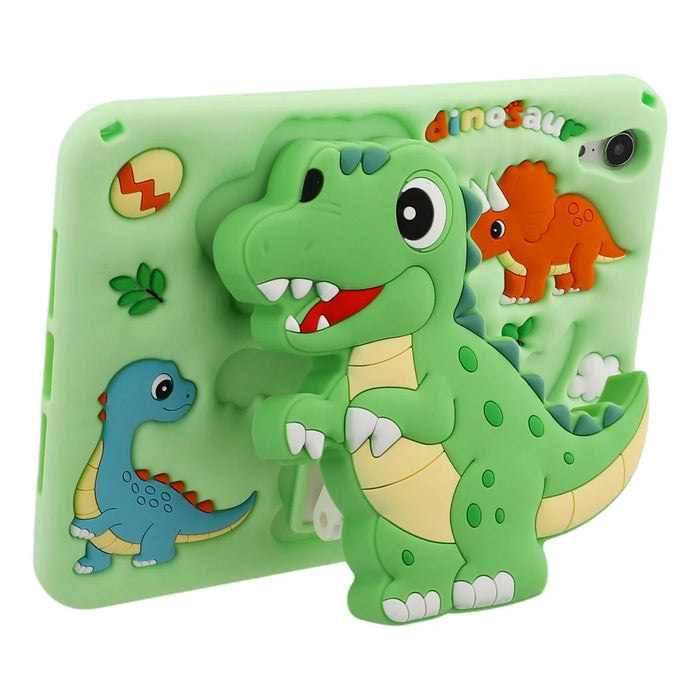 For iPad mini (2024) / (2021) Case Dinosaur Retractable Kickstand Silicone Tablet Cover with Shoulder Strap - 4