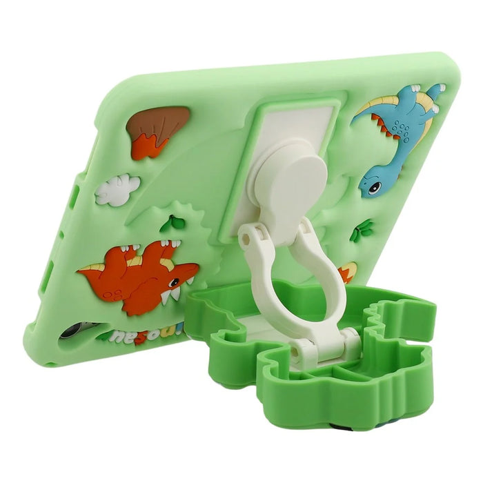 For iPad mini (2024) / (2021) Case Dinosaur Retractable Kickstand Silicone Tablet Cover with Shoulder Strap - 5