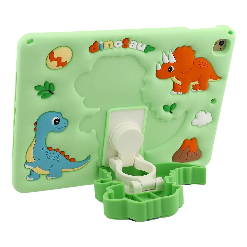 Dinosaur Tablet Case for iPad 9.7-inch (2018) / (2017) / Air 2 / Air (2013) , Retractable Kickstand Silicone Cover with Shoulder Strap - 5