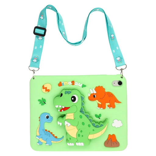 For iPad (2025) / iPad 10.9 (2022) Case Dinosaur Retractable Kickstand Silicone Tablet Cover with Shoulder StrapiPad (2025) - 1