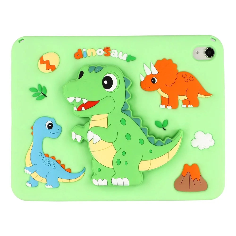 For iPad (2025) / iPad 10.9 (2022) Case Dinosaur Retractable Kickstand Silicone Tablet Cover with Shoulder StrapiPad (2025) - 2