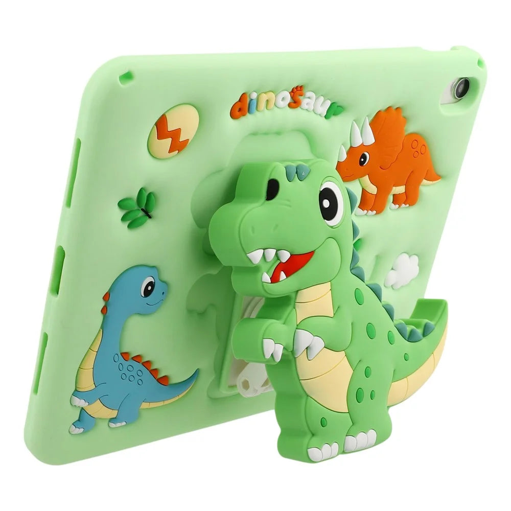 For iPad (2025) / iPad 10.9 (2022) Case Dinosaur Retractable Kickstand Silicone Tablet Cover with Shoulder StrapiPad (2025) - 4