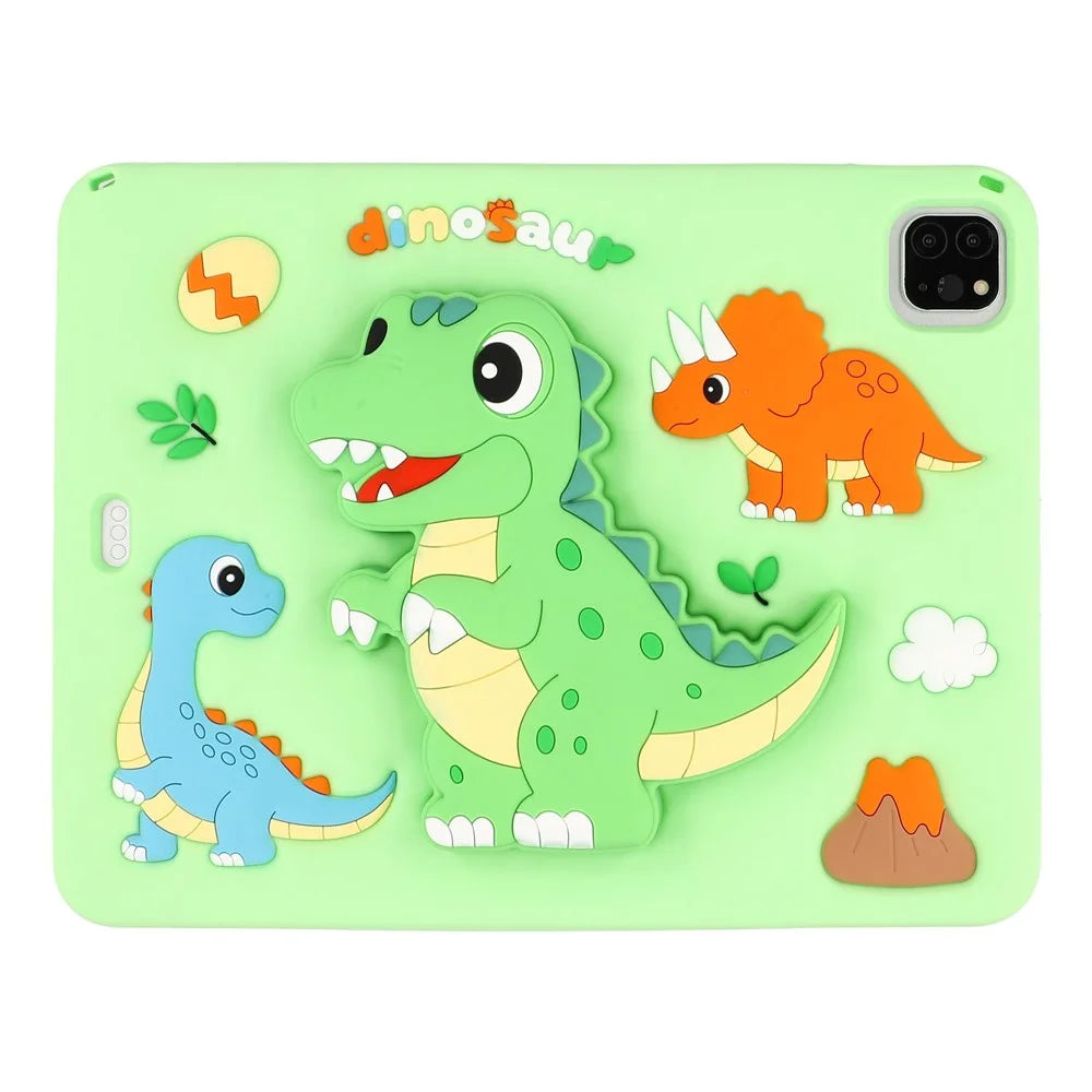 Tablet Case For iPad Air 11 (2026) / (2025) / (2024) / Air (2022) / (2020) / iPad Pro 11 (2025) / (2024) / (2022) / (2021) / (2020) / (2018) , Dinosaur Retractable Kickstand Silicone Cover with Shoulder Strap - 2