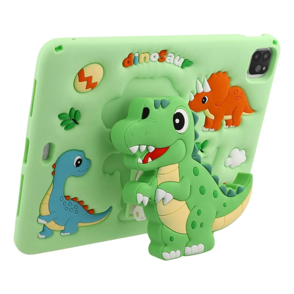 Tablet Case For iPad Air 11 (2026) / (2025) / (2024) / Air (2022) / (2020) / iPad Pro 11 (2025) / (2024) / (2022) / (2021) / (2020) / (2018) , Dinosaur Retractable Kickstand Silicone Cover with Shoulder Strap - 4