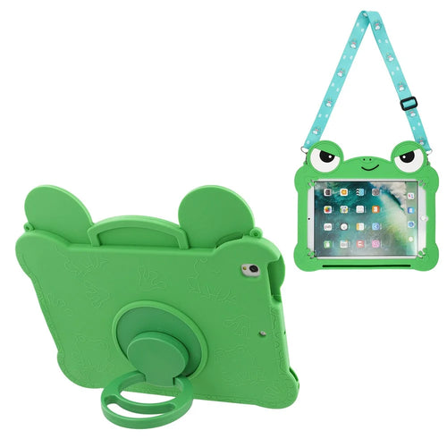 Tablet Case for iPad 10.2 (2021) / (2020) / (2019) / iPad Air 10.5 inch (2019) / iPad Pro 10.5-inch (2017) , Rotating Kickstand Cute Frog Design Silicone Cover with Lanyard - 1