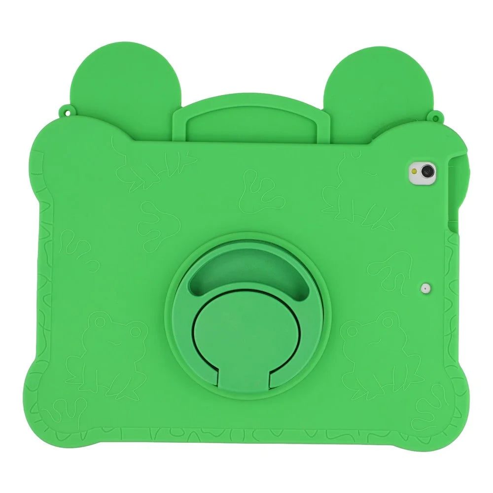 Tablet Case for iPad 10.2 (2021) / (2020) / (2019) / iPad Air 10.5 inch (2019) / iPad Pro 10.5-inch (2017) , Rotating Kickstand Cute Frog Design Silicone Cover with Lanyard - 4