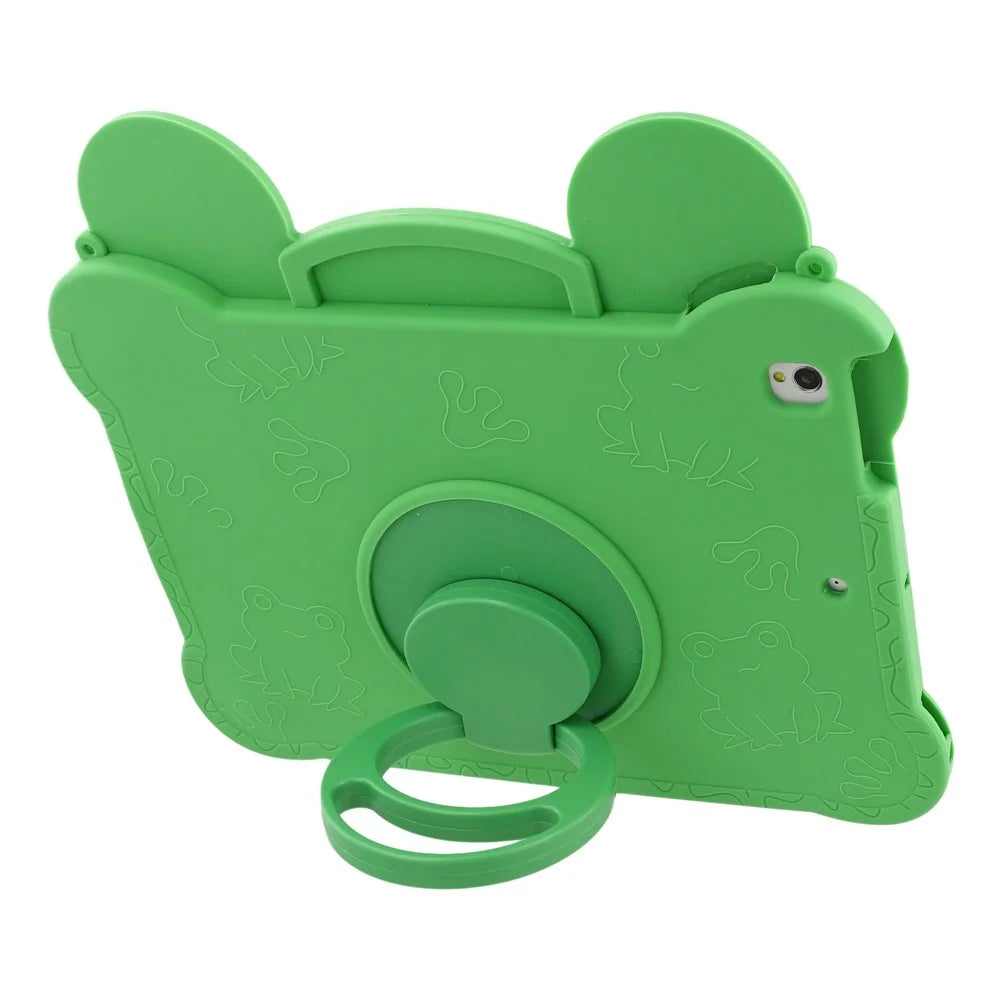 Tablet Case for iPad 10.2 (2021) / (2020) / (2019) / iPad Air 10.5 inch (2019) / iPad Pro 10.5-inch (2017) , Rotating Kickstand Cute Frog Design Silicone Cover with Lanyard - 5