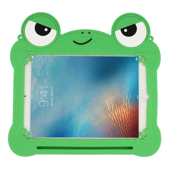 Tablet Case for iPad 9.7-inch (2018) / (2017) / Air 2 / Air (2013) , Rotating Kickstand Cute Frog Design Silicone Cover with Lanyard - 3