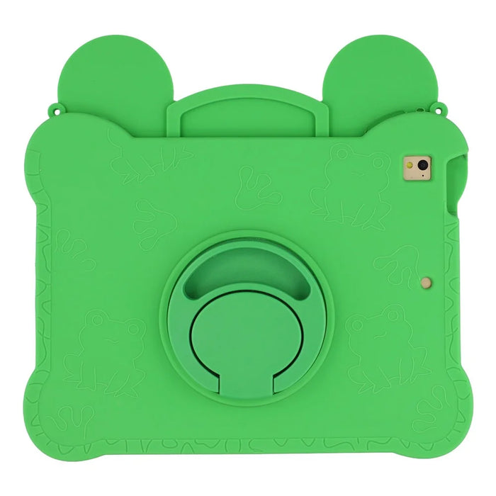 Tablet Case for iPad 9.7-inch (2018) / (2017) / Air 2 / Air (2013) , Rotating Kickstand Cute Frog Design Silicone Cover with Lanyard - 4