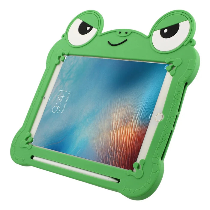 Tablet Case for iPad 9.7-inch (2018) / (2017) / Air 2 / Air (2013) , Rotating Kickstand Cute Frog Design Silicone Cover with Lanyard - 6
