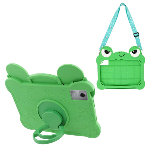 For Lenovo Xiaoxin Pad 11 2025 / 2024 / Tab M11 Case Rotating Kickstand Cute Frog Design Silicone Tablet Cover with Lanyard - 1