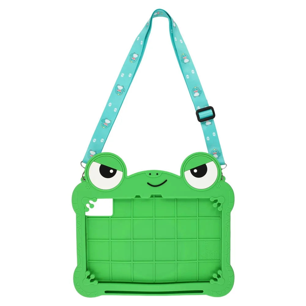 For Lenovo Xiaoxin Pad 11 2025 / 2024 / Tab M11 Case Rotating Kickstand Cute Frog Design Silicone Tablet Cover with Lanyard - 2