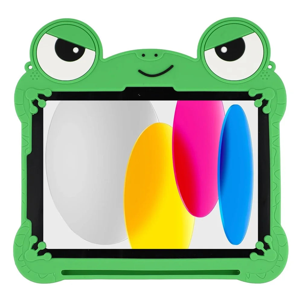 For iPad (2025) / iPad 10.9 (2022) Case Rotating Kickstand Cute Frog Design Silicone Tablet Cover with Lanyard - 3