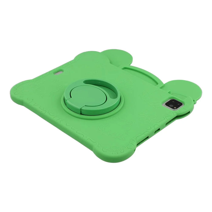 For iPad (2025) / iPad 10.9 (2022) Case Rotating Kickstand Cute Frog Design Silicone Tablet Cover with Lanyard - 6