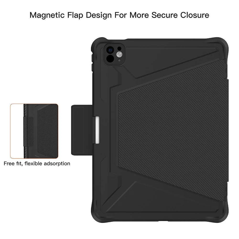 MUTURAL Tablet Case for iPad Pro 11 (2025) / (2024) Grid Pattern Folio Stand Cover with Pencil Slot - Black - 3
