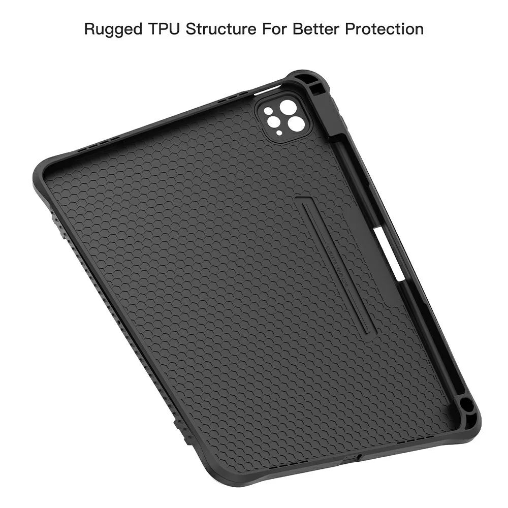 MUTURAL Tablet Case for iPad Pro 11 (2025) / (2024) Grid Pattern Folio Stand Cover with Pencil Slot - Black - 5