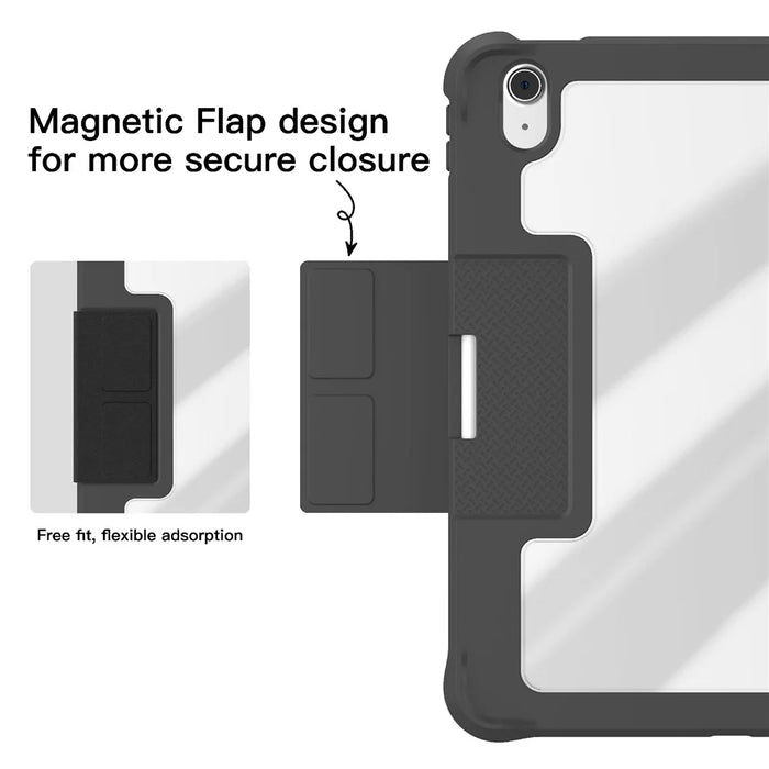 MUTURAL for iPad (2025) / iPad 10.9 (2022) Case with Pen Slot Stand Leather + PC + TPU Shockproof Tablet Cover - Black - 3