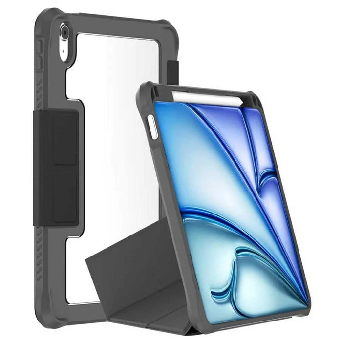 MUTURAL for iPad (2025) / iPad 10.9 (2022) Case with Pen Slot Stand Leather + PC + TPU Shockproof Tablet Cover - Black - 5