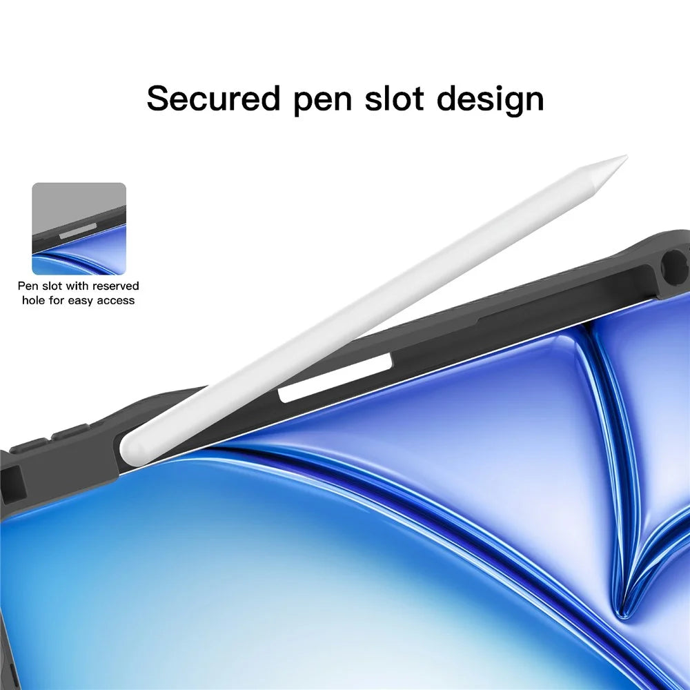 MUTURAL for iPad (2025) / iPad 10.9 (2022) Case with Pen Slot Stand Leather + PC + TPU Shockproof Tablet Cover - Black - 6