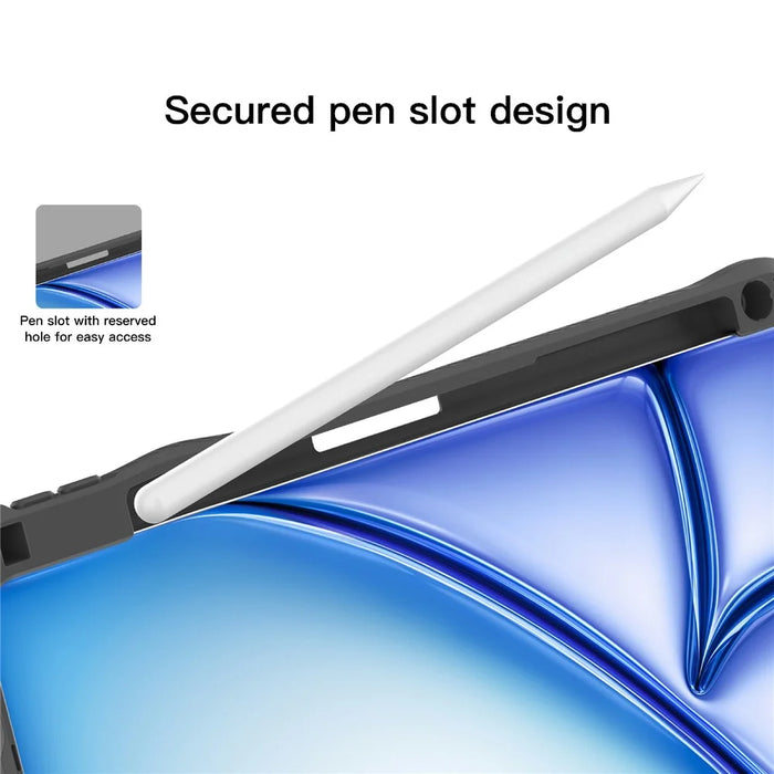 MUTURAL for iPad (2025) / iPad 10.9 (2022) Case with Pen Slot Stand Leather + PC + TPU Shockproof Tablet Cover - Black - 6