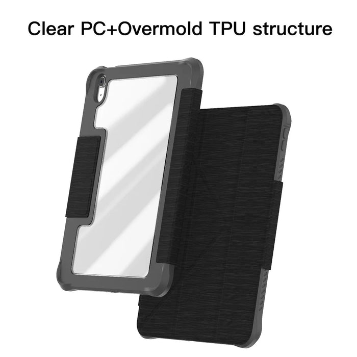 MUTURAL for iPad (2025) / iPad 10.9 (2022) Case Line Texture Leather + PC + TPU Stand Tablet Cover with Pen Slot - Black - 5