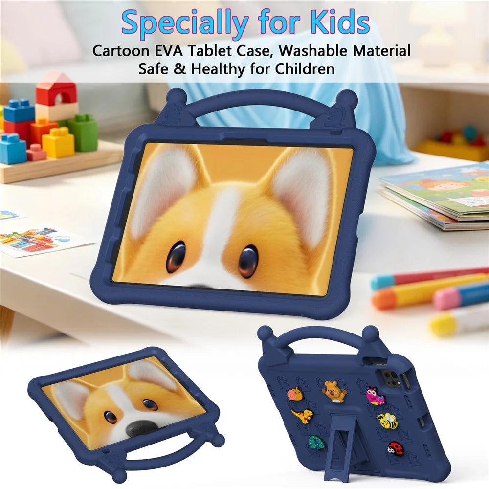 Cartoon EVA Tablet Case for iPad Pro 11 (2025) / (2024) / (2022) / (2021) / (2020) / (2018) / Air (2022) / (2020) , Kickstand Kid-Friendly Shockproof Cover - Navy Blue - 2