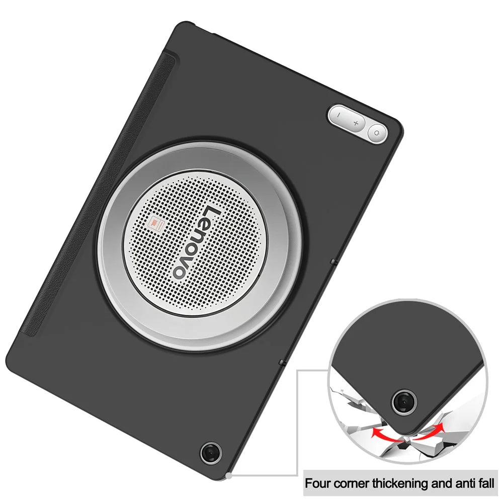 For Lenovo Tab Plus Gen 2 Case Shockproof PU Leather + TPU Tablet Cover - Black - 6