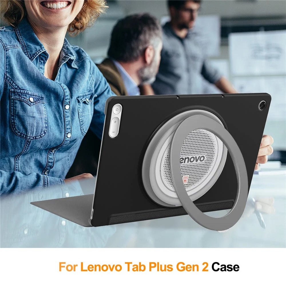 For Lenovo Tab Plus Gen 2 Case Shockproof PU Leather + TPU Tablet Cover - Black - 7