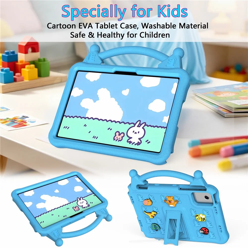 Cartoon EVA Tablet Case for Xiaomi Pad 6 / Pad 6 Pro / Redmi Pad SE / Redmi Pad 2 11 / Lenovo Tab M11 / Xiaoxin Pad 11 2024 / Idea Tab / Tab K11 Gen 2 / TECNO Megapad SE , Kickstand Kid-Friendly Shockproof Cover - Blue - 2