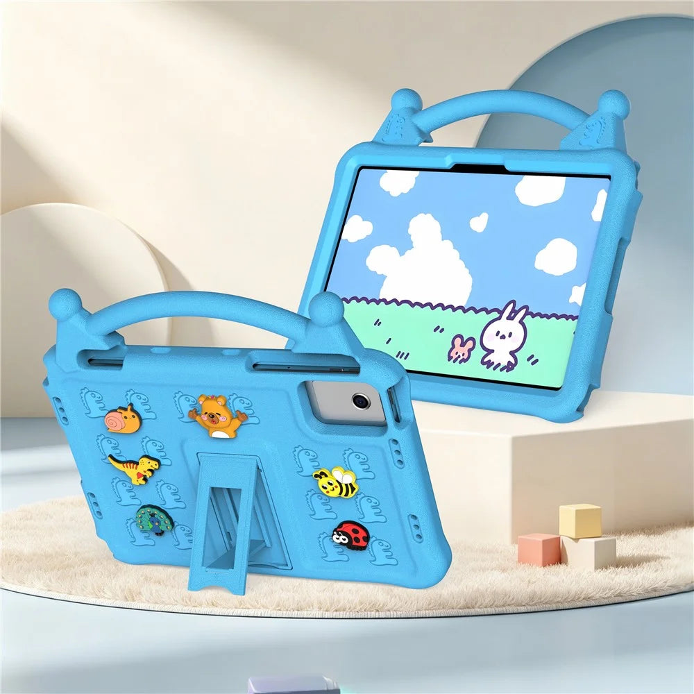 Cartoon EVA Tablet Case for Xiaomi Pad 6 / Pad 6 Pro / Redmi Pad SE / Redmi Pad 2 11 / Lenovo Tab M11 / Xiaoxin Pad 11 2024 / Idea Tab / Tab K11 Gen 2 / TECNO Megapad SE , Kickstand Kid-Friendly Shockproof Cover - Blue - 4
