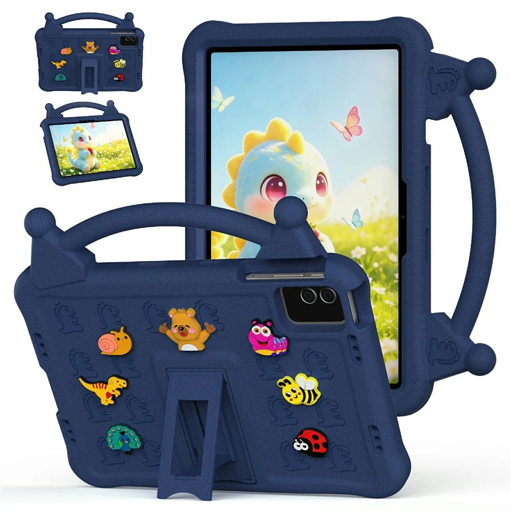 For TECNO Megapad 11 / Infinix XPAD 30E Case Kickstand Kid-Friendly Shockproof Cartoon EVA Tablet Cover - Navy Blue - 1