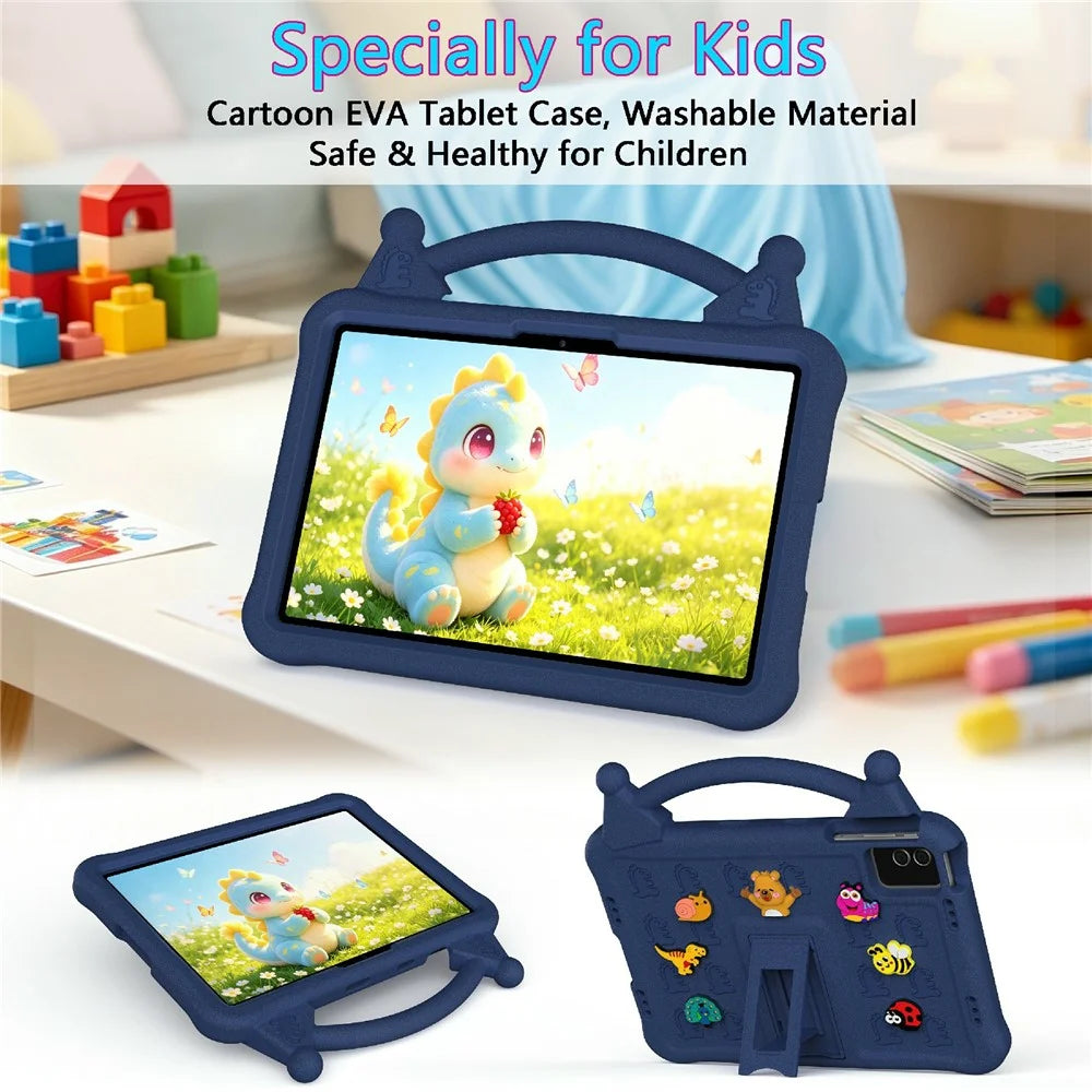 For TECNO Megapad 11 / Infinix XPAD 30E Case Kickstand Kid-Friendly Shockproof Cartoon EVA Tablet Cover - Navy Blue - 2