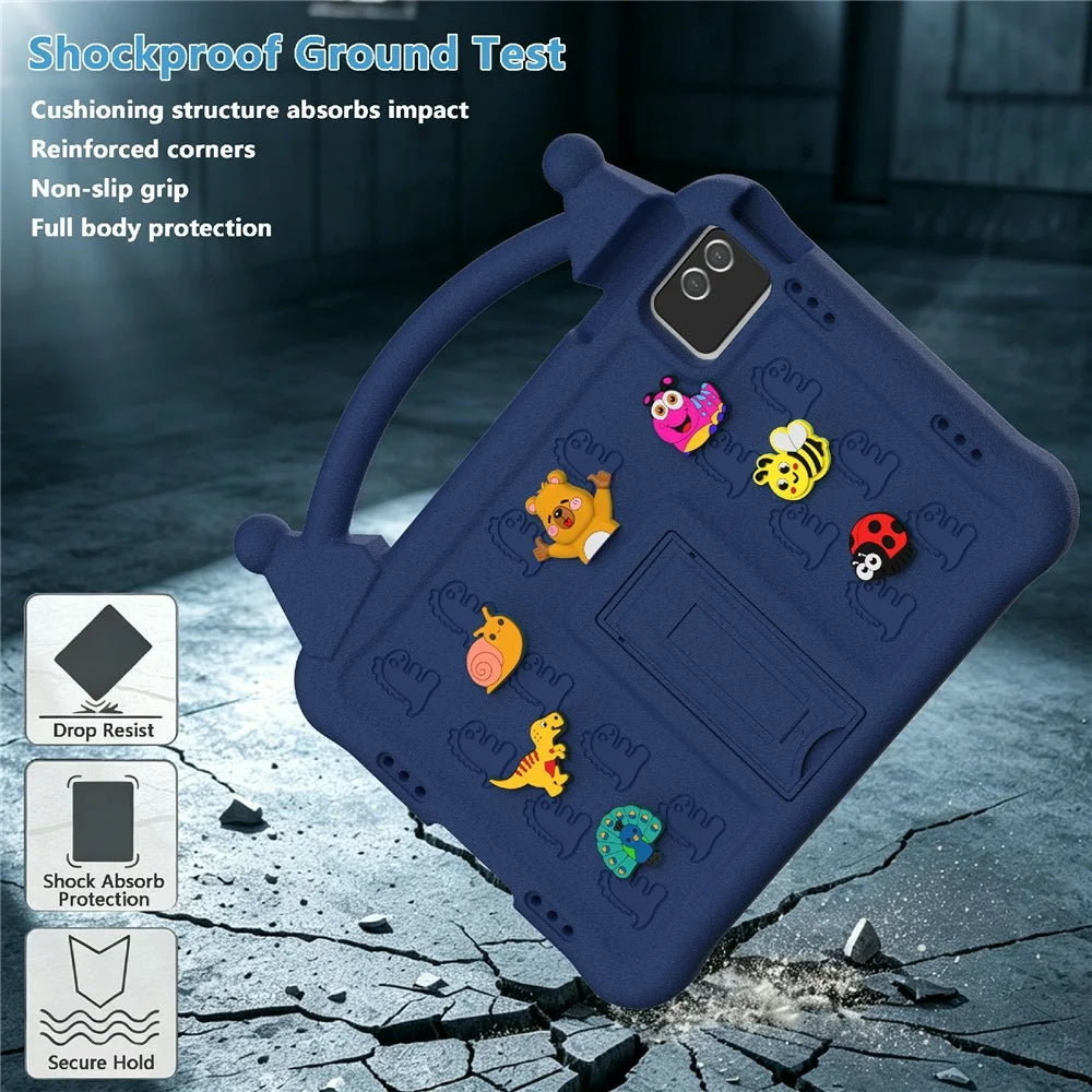 For TECNO Megapad 11 / Infinix XPAD 30E Case Kickstand Kid-Friendly Shockproof Cartoon EVA Tablet Cover - Navy Blue - 4
