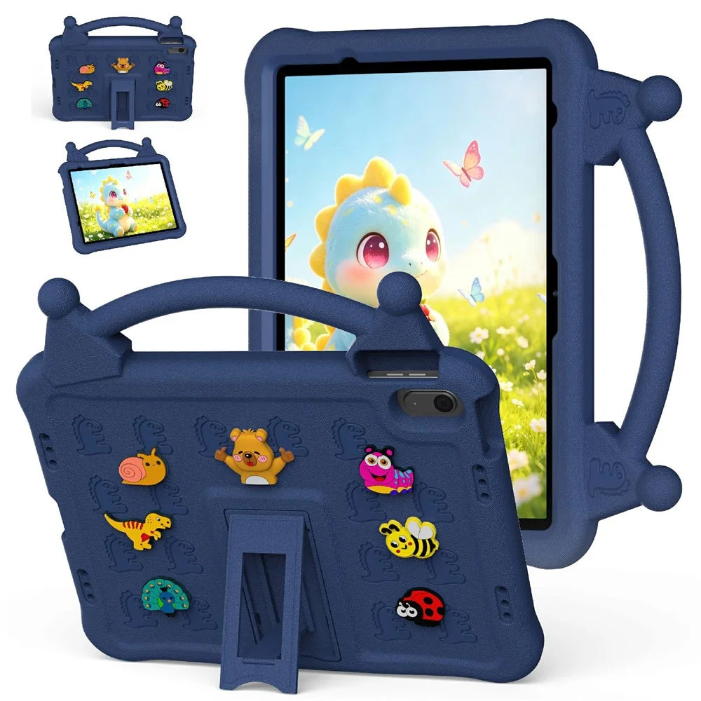 Cartoon EVA Tablet Case for iPad Air 11 (2026) / (2025) / (2024) / iPad (2025) / iPad 10.9 (2022) , Kickstand Kid-Friendly Shockproof Cover - Navy Blue - 1