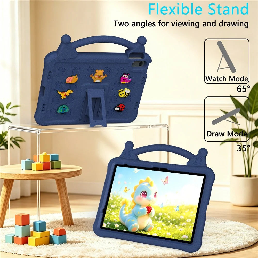 Cartoon EVA Tablet Case for iPad Air 11 (2026) / (2025) / (2024) / iPad (2025) / iPad 10.9 (2022) , Kickstand Kid-Friendly Shockproof Cover - Navy Blue - 3