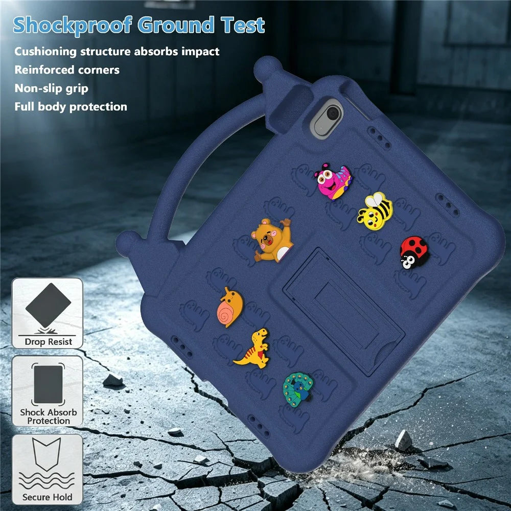 Cartoon EVA Tablet Case for iPad Air 11 (2026) / (2025) / (2024) / iPad (2025) / iPad 10.9 (2022) , Kickstand Kid-Friendly Shockproof Cover - Navy Blue - 4