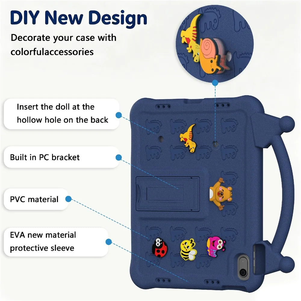 Cartoon EVA Tablet Case for iPad Air 11 (2026) / (2025) / (2024) / iPad (2025) / iPad 10.9 (2022) , Kickstand Kid-Friendly Shockproof Cover - Navy Blue - 5
