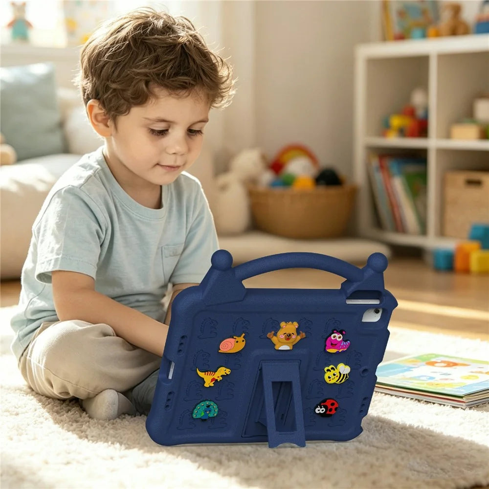 Cartoon EVA Tablet Case for iPad Air 11 (2026) / (2025) / (2024) / iPad (2025) / iPad 10.9 (2022) , Kickstand Kid-Friendly Shockproof Cover - Navy Blue - 7