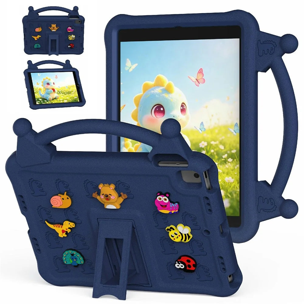 Cartoon EVA Tablet Case for iPad 10.2 (2021) / (2020) / (2019) / Air 10.5 inch (2019) / iPad Pro 10.5-inch (2017) , Kickstand Kid-Friendly Shockproof Cover - Navy Blue - 1
