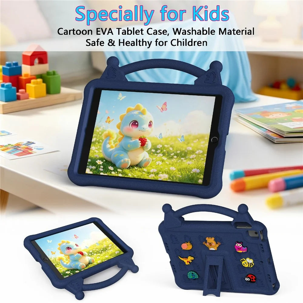 Cartoon EVA Tablet Case for iPad 10.2 (2021) / (2020) / (2019) / Air 10.5 inch (2019) / iPad Pro 10.5-inch (2017) , Kickstand Kid-Friendly Shockproof Cover - Navy Blue - 2