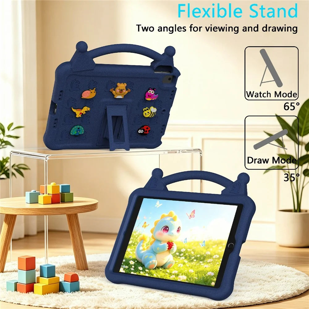Cartoon EVA Tablet Case for iPad 10.2 (2021) / (2020) / (2019) / Air 10.5 inch (2019) / iPad Pro 10.5-inch (2017) , Kickstand Kid-Friendly Shockproof Cover - Navy Blue - 3