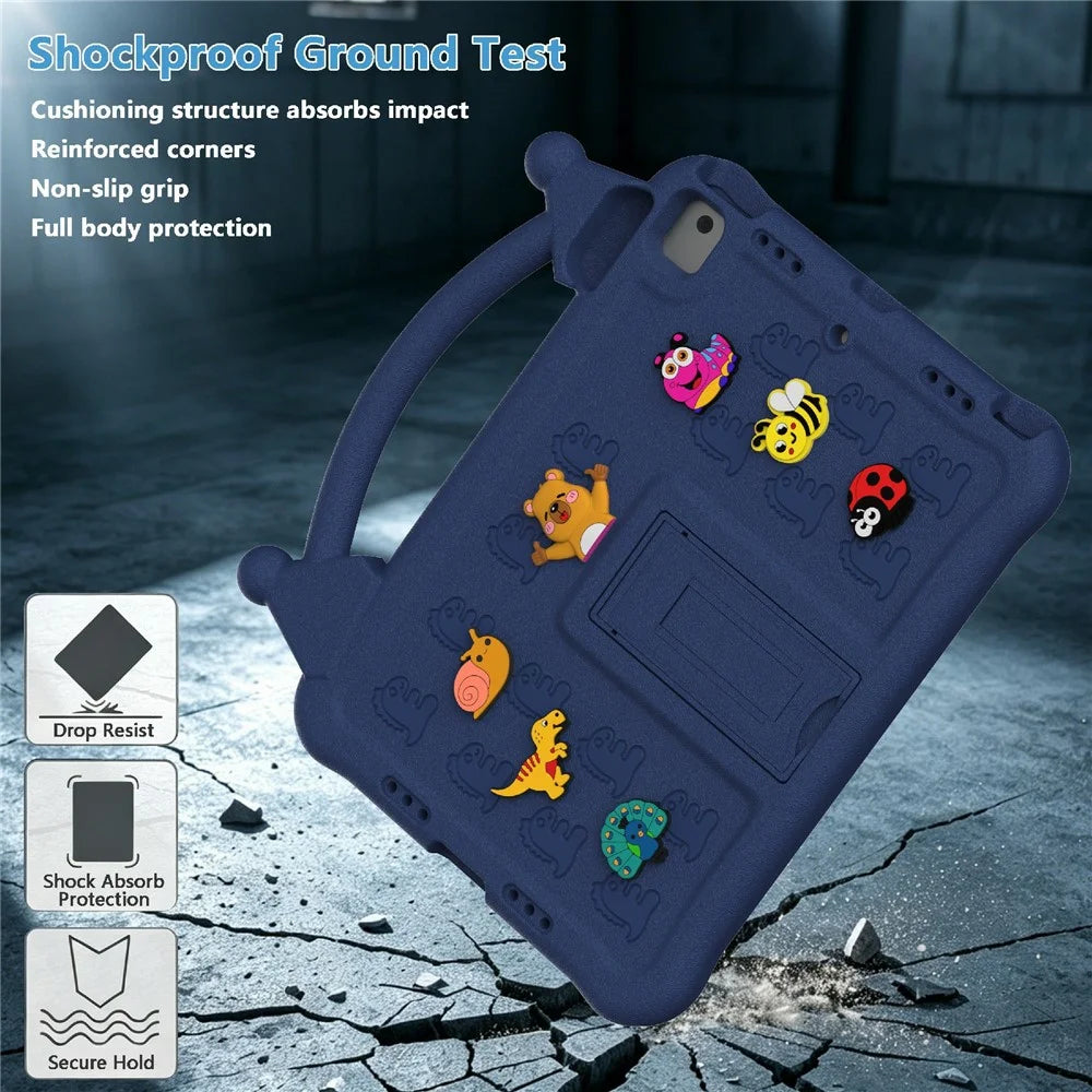 Cartoon EVA Tablet Case for iPad 10.2 (2021) / (2020) / (2019) / Air 10.5 inch (2019) / iPad Pro 10.5-inch (2017) , Kickstand Kid-Friendly Shockproof Cover - Navy Blue - 4