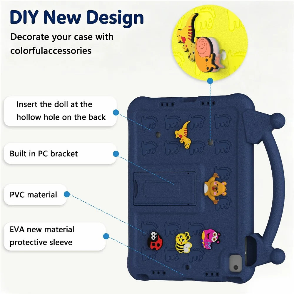 Cartoon EVA Tablet Case for iPad 10.2 (2021) / (2020) / (2019) / Air 10.5 inch (2019) / iPad Pro 10.5-inch (2017) , Kickstand Kid-Friendly Shockproof Cover - Navy Blue - 5