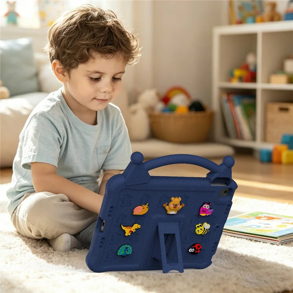 Cartoon EVA Tablet Case for iPad 10.2 (2021) / (2020) / (2019) / Air 10.5 inch (2019) / iPad Pro 10.5-inch (2017) , Kickstand Kid-Friendly Shockproof Cover - Navy Blue - 7