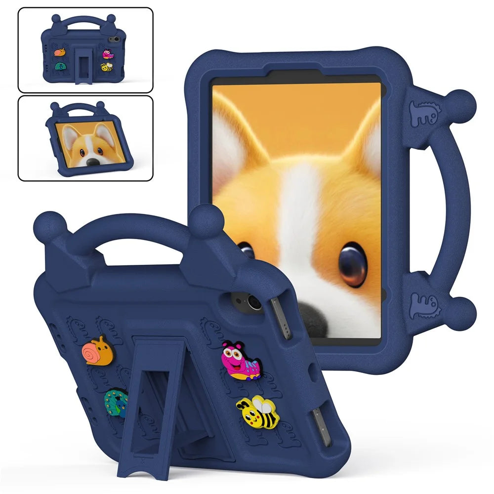 For iPad mini (2024) / (2021) Case Kickstand Kid-Friendly Shockproof Cartoon EVA Tablet Cover - Navy Blue - 1